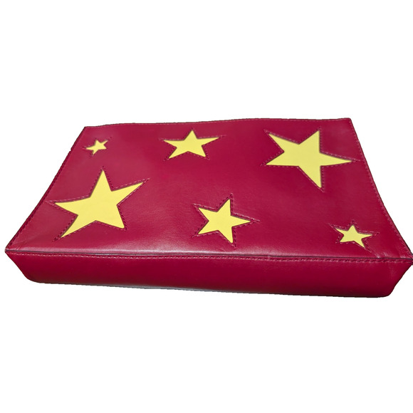 STELLA MCCARTNEY Vegan Leather Red with stars Clutch EUC - Picture 1 of 6